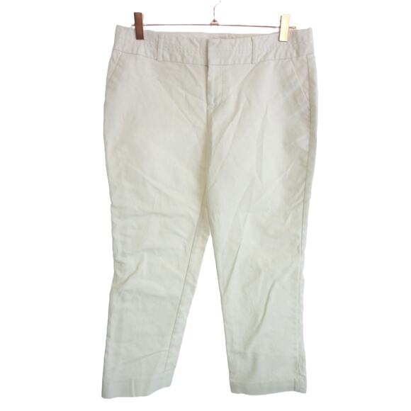 Banana Republic White Cropped Pants Petite 9P Martin Fit - Picture 1 of 6